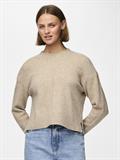 PCMALOU LS O-NECK CUTLINE KNIT NOOS BC taupe gray