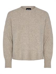 PCMALOU LS O-NECK CUTLINE KNIT NOOS BC taupe gray