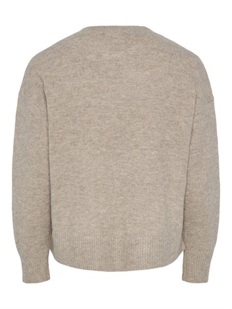 PCMALOU LS O-NECK CUTLINE KNIT NOOS BC taupe gray