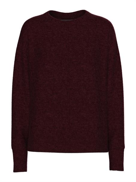 PCMALOU LS O-NECK CUTLINE KNIT NOOS BC tawny port