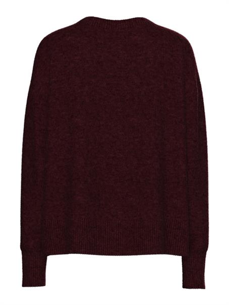 PCMALOU LS O-NECK CUTLINE KNIT NOOS BC tawny port