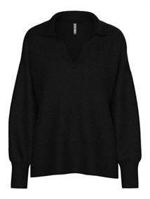 PCMALOU LS POLO KNIT NOOS BC black