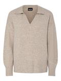 PCMALOU LS POLO KNIT NOOS BC taupe gray