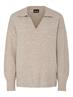 PCMALOU LS POLO KNIT NOOS BC taupe gray