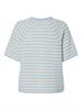 PCMALOU SS O-NECK STRIPE CARDIGAN PWP BC cashmere blue