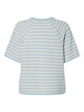 PCMALOU SS O-NECK STRIPE CARDIGAN PWP BC cashmere blue