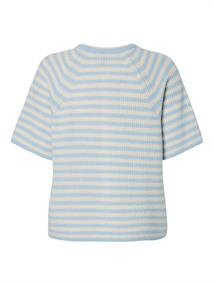 PCMALOU SS O-NECK STRIPE CARDIGAN PWP BC cashmere blue