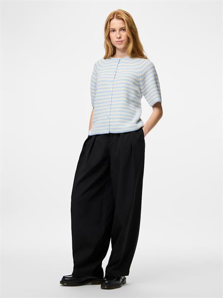 PCMALOU SS O-NECK STRIPE CARDIGAN PWP BC cashmere blue