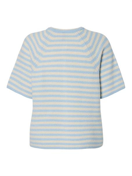 PCMALOU SS O-NECK STRIPE CARDIGAN PWP BC cashmere blue