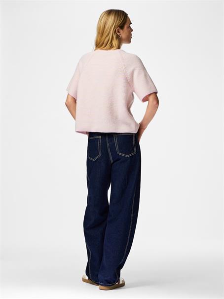 PCMALOU SS O-NECK STRIPE CARDIGAN PWP BC roseate spoonbill