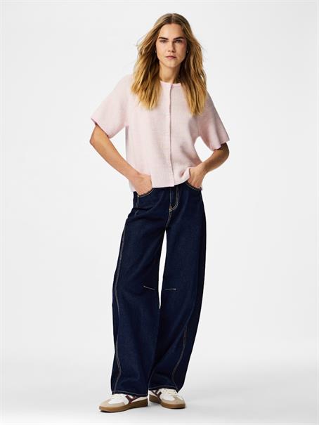 PCMALOU SS O-NECK STRIPE CARDIGAN PWP BC roseate spoonbill