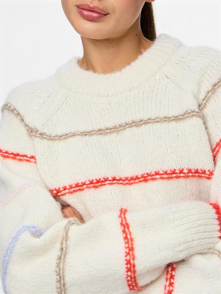 PCNELIA LS O-NECK KNIT NOOS BC birch