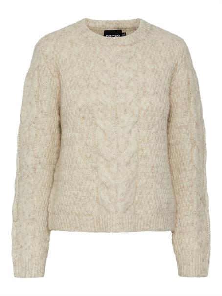 PCNINA LS O-NECK KNIT NOOS BC birch