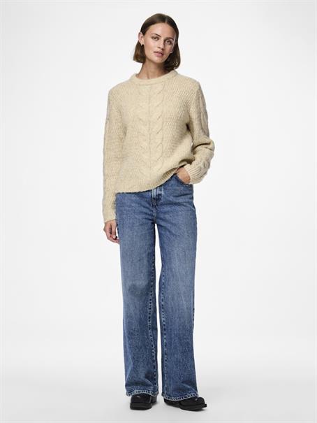 PCNINA LS O-NECK KNIT NOOS BC birch