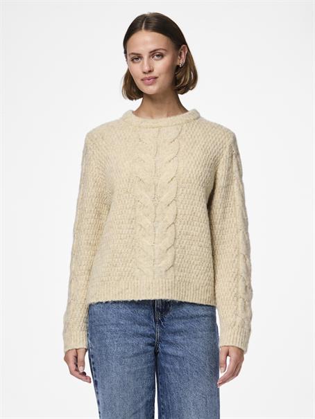 PCNINA LS O-NECK KNIT NOOS BC birch
