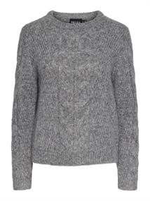 PCNINA LS O-NECK KNIT NOOS BC medium grey melange