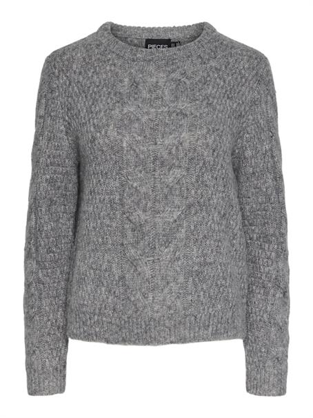 PCNINA LS O-NECK KNIT NOOS BC medium grey melange