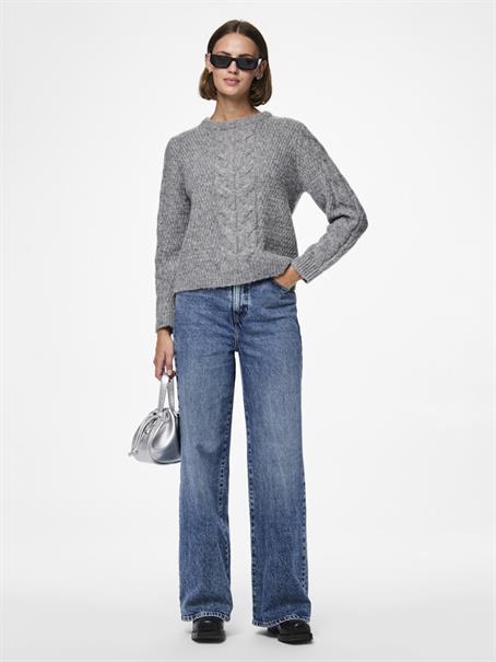 PCNINA LS O-NECK KNIT NOOS BC medium grey melange