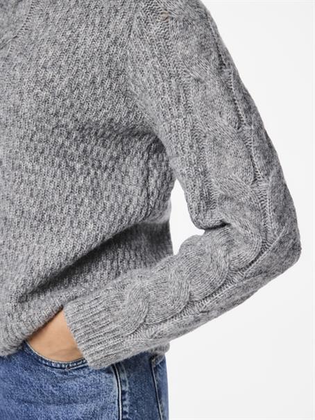 PCNINA LS O-NECK KNIT NOOS BC medium grey melange
