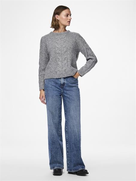 PCNINA LS O-NECK KNIT NOOS BC medium grey melange