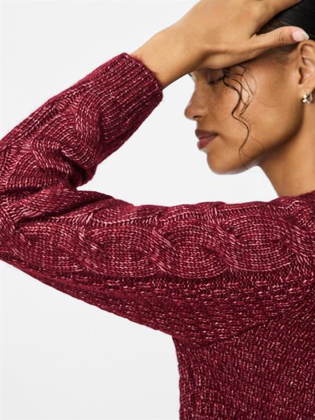 PCNINA LS O-NECK KNIT NOOS BC tawny port