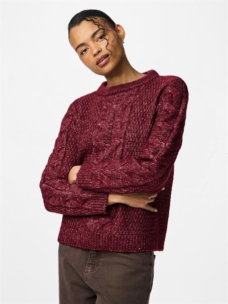 PCNINA LS O-NECK KNIT NOOS BC tawny port