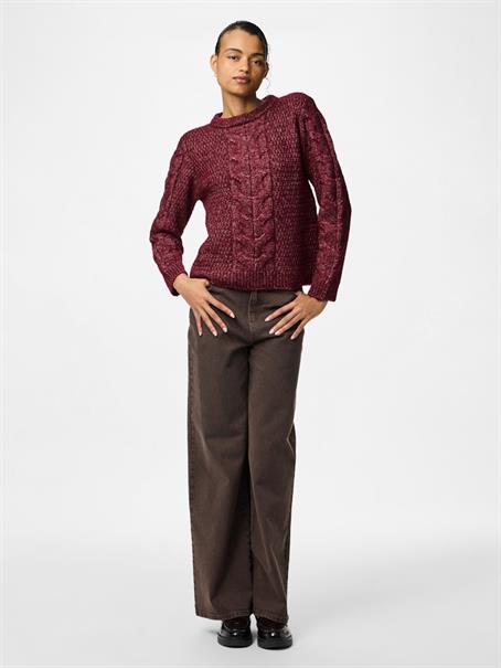 PCNINA LS O-NECK KNIT NOOS BC tawny port
