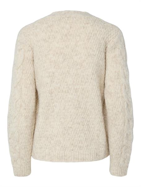 PCNINA LS V-NECK KNIT CARDIGAN NOOS BC birch