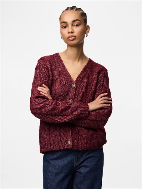 PCNINA LS V-NECK KNIT CARDIGAN NOOS BC tawny port