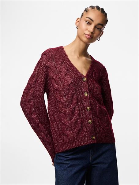 PCNINA LS V-NECK KNIT CARDIGAN NOOS BC tawny port