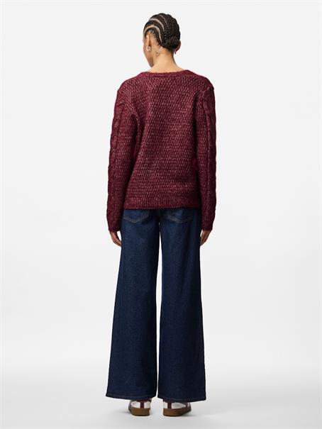 PCNINA LS V-NECK KNIT CARDIGAN NOOS BC tawny port