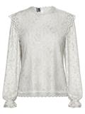 PCOLLINE LS LACE TOP WVN NOOS cloud dancer
