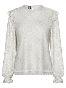 PCOLLINE LS LACE TOP WVN NOOS cloud dancer