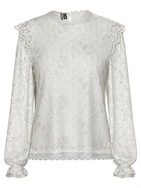PCOLLINE LS LACE TOP WVN NOOS cloud dancer
