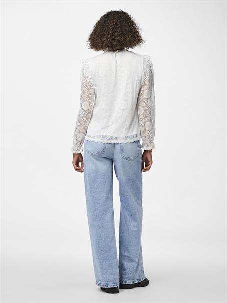 PCOLLINE LS LACE TOP WVN NOOS cloud dancer