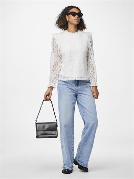 PCOLLINE LS LACE TOP WVN NOOS cloud dancer