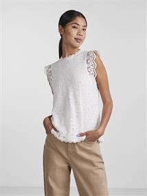 PCOLLINE SL LACE TOP WVN NOOS cloud dancer