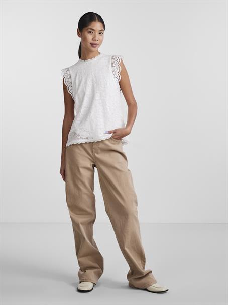 PCOLLINE SL LACE TOP WVN NOOS cloud dancer