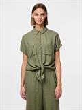 PCPIA SS TIE SHIRT WVN NOOS deep lichen green