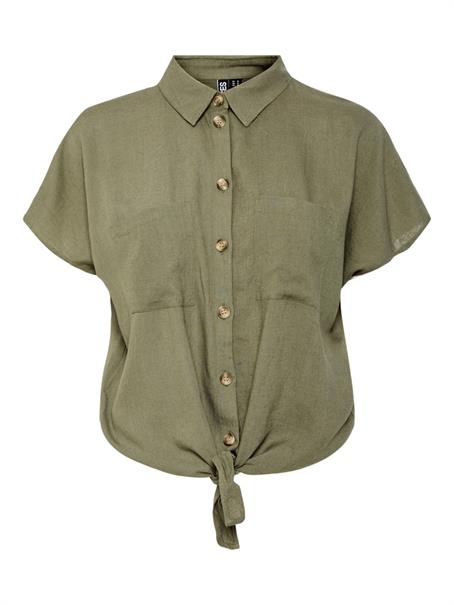 PCPIA SS TIE SHIRT WVN NOOS deep lichen green