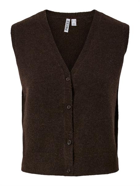 PCSALLY SL V-NECK KNIT VEST NOOS BC hot fudge