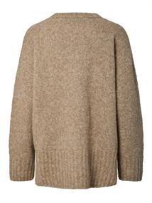 PCTINA LS O-NECK KNIT NOOS greige