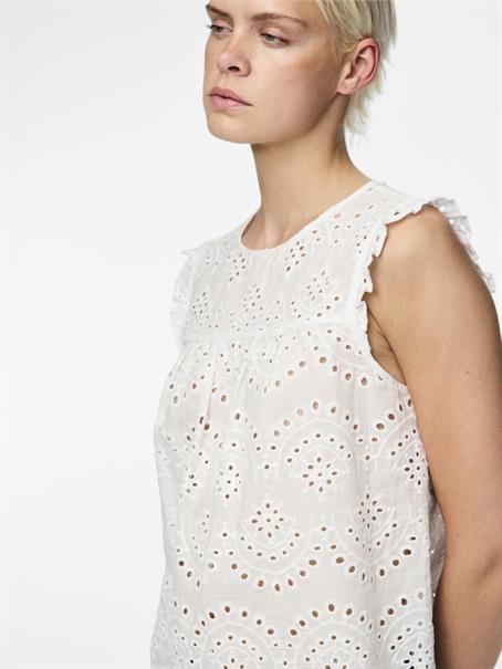 PCVILDE SL TOP WVN NOOS bright white