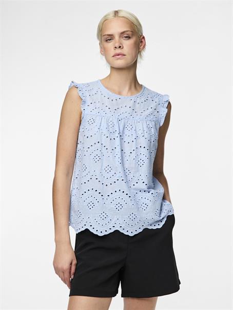 PCVILDE SL TOP WVN NOOS cashmere blue