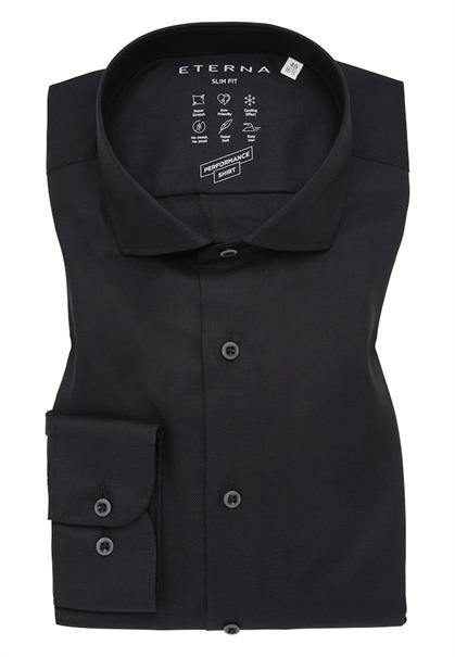 Performance Shirt Natté-Stretch Langarm schwarz