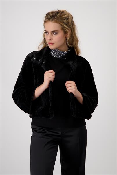 Persianer-Fake-Fur-Jacke schwarz