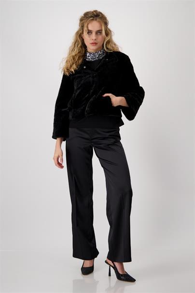 Persianer-Fake-Fur-Jacke schwarz