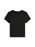 Picot Trim Slim Jersey T-Shirt black