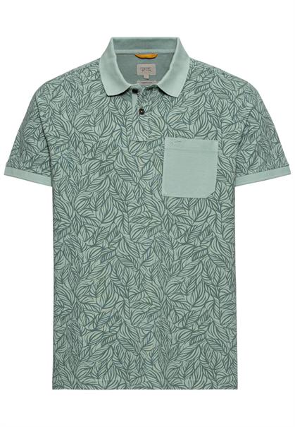Piqué Poloshirt mit floralem Allover-Print aqua green