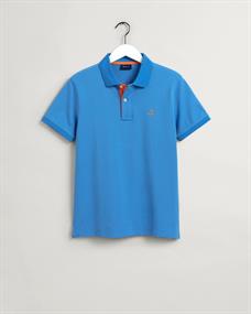 Piqué Poloshirt mit Kontrastkragen day blue